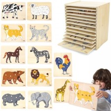 Puzzle in legno montessori set