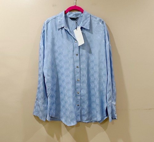 Zara light blue textured - textured, satin