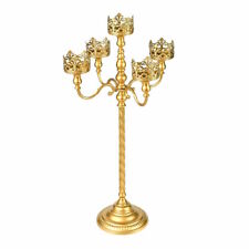 CANDELABRO PORTACANDELE ALTO A COLONNA 5 BRACCI METALLO ORO PER TAVOLO MATRIMONI
