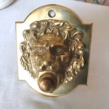 Campanello toscano in ottone TESTA DI LEONE 70TL piccolo su placca sagomata