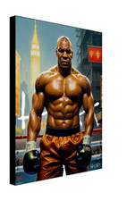 Quadro Mike Tyson con COA - Tela incorniciata 40X30 cm Boxe Art