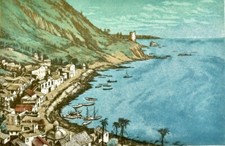 Rudi Gorog-La Baia-incisione Cartonc.50x70-firma+tiratura (pda) a mano al fronte