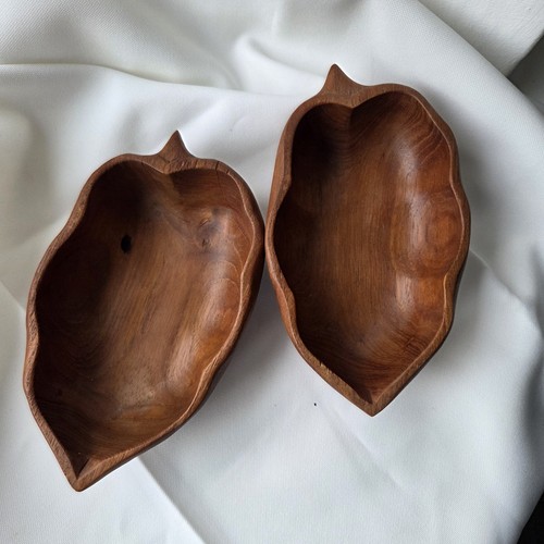 Coppia ciotole foglie legno