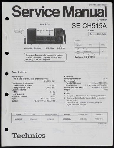Originale technics ch515a - technics, se-ch515a