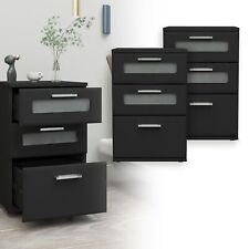 Set 2 comodini da notte comò con 3 cassetti camera da letto ca. 40x60x38 cm nero