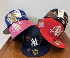 New Era Hat Mix: Pink, Black, Blue and Red retro style customized 59FIFTY hats