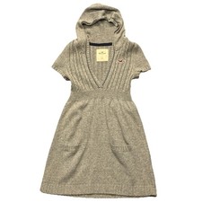 Vestito maglione donna vintage Y2K Hollister con cappuccio babydoll maglia grigio taglia M