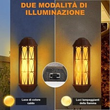Luci Vintage LED Solari Da Esterno Parete Con Effetto Fiamma Retrò Lampada Solar