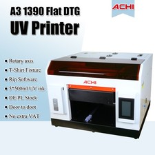 Stampante UV ACHI A3 EPSON 1390 stampante DTG a getto d'inchiostro piatta per spedizione DE 3D in rilievo