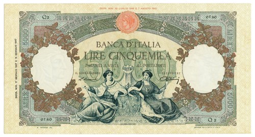 Lire 5000 testina - testina, 17-01-1947