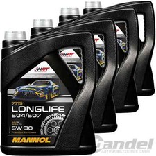 4x5L MANNOL 5W-30 LONGLIFE OLIO MOTORE adatto per VW 504.00 507.00 BMW LL-04 229.51