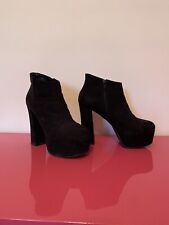 Stivali Vera Pelle Tacco Alto Largo Donna Stivaletti Bratz Nero  Tronchetti 38