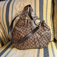 Borsa Gucci donna, a tracolla, vintage, marrone in tela 