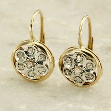 Orecchini in ORO Giallo 14 kt e con DIAMANTI a Monachella Toppe Pendenti Donna