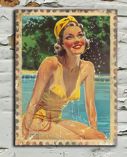 Pin timbro ragazze vintage - up,