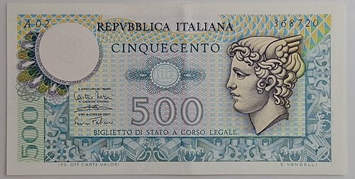 500 lire mercurio biglietto - lire,