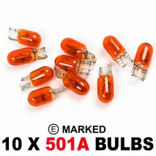 10 x 501 Amber WY5W 501A 12v 5w lampadina ripetitore indicatore laterale push fit