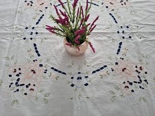 Tovaglia x8 tonda puro cotone ricamo intaglio a mano diametro 168 cm