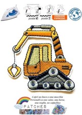 patch crawler crane gru cingolata toppa termoadesiva iron on toy arancione sew 