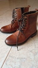 Stivali Ankle Boots Uomo Pier One in Vera Pelle Marrone Scuro - Modello Cap-Toe 