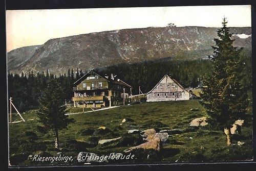 Schlingelbaude mit blick - ak,