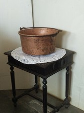 Antico paiolo in rame,vecchio caldaio o pentola da putage' con manico,fine 1800