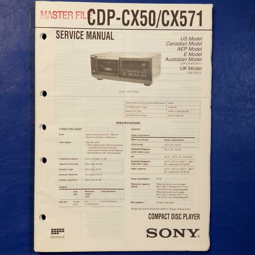 Sony cdp cx50 - sony, cdp-cx571