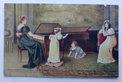 Antique postcard listening - antique,