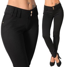 Pantalone Termico Bottoni Oro Cuciture Decorative Elasticizzato Cuciture Business Leggings Bottone Basic