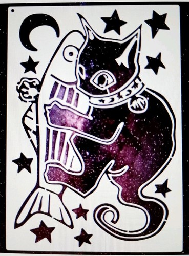 Stencil gatto pesce - stencil,