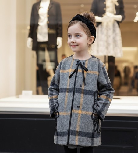 Toddler girls grey plaid wool - grey,