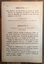 VARZI 1888 REGIO DECRETO