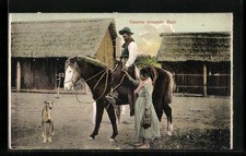 Gaucho tomado mate, cartolina 