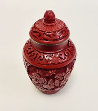 Vaso cinese intagliato in lacca di cinabro