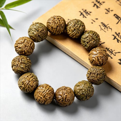 Bracciale legno sandalo verde - legno,