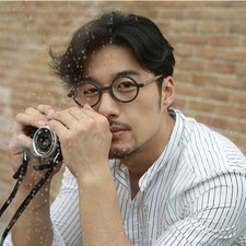 Montatura occhiali da vista giapponese retrò acetato rotondi donna uomo legno nero+marrone