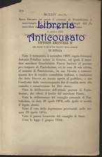 PONTEDECIMO REGIO DECRETO 1875 LEGATO MARCHESE GIOVANNI BATTISTA PIUMA antico