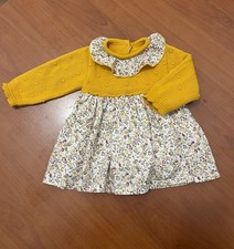 Vestitino Neonata Taglia 6-9 Mesi Colore Senape e Bianco con Gonna Floreale