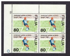 1980 REPUBBLICA CAMPIONATI EUROPEI DI CALCIO QUARTINA BORDO FOGLIO ** MNH