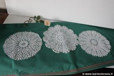 TRE CENTRINI ANNI 70 IN COTONE BIANCO LAVORATI AD UNCINETTO - VINTAGE CROCHET