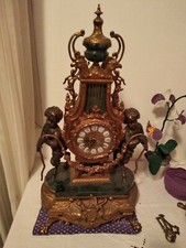 SET Trittico Candelabri Orologio Bronzo e Marmo Verde Alpi Lancini Atelier d'Art