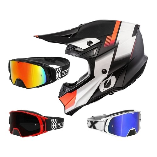 Casco motocross con occhiali