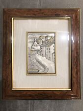 QUADRO IN LASTRA D'ARGENTO 925 " Giorge " ITALIA - Paesaggio Sul Mare