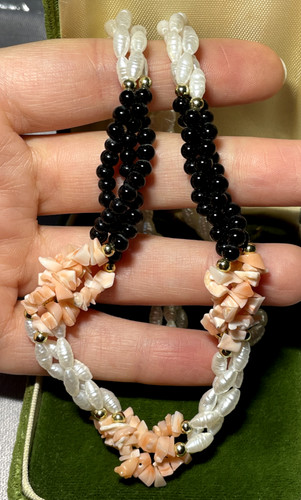 Vintage corallo perle onice - vintage, 3t