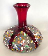 VASO VETRO ROSSO RUBINO SOFFIATO MURANO MURRINA FIRMATO IMPERIO ROSSI MILLEFIORI