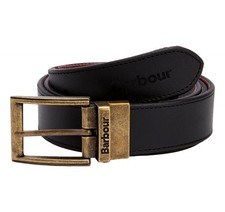 BARBOUR Cintura Rversibile in Pelle e Tessuto MAC0364BK11 Black Modern Tartan