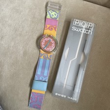 Orologio pop Mandala Yoga Swiss Swatch 1991 regalo, orologio pop swatch anni 90 rosso e rosa