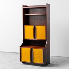 MOBILE LIBRERIA CREDENZA IN LEGNO E TESSUTO DESIGN ANNI ’60 VINTAGE MODERNARIATO