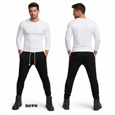 PANTALONE TUTA UOMO NERO-BLU