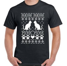 Gatto T-Shirt Natale Meow Uomo